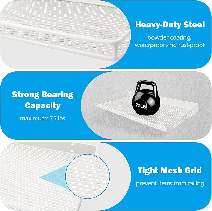 RedCall Heavy-Duty Wall Shelf, 2 Pack Garage Shelf, 23.5" x 12" Large Wall - Image 5