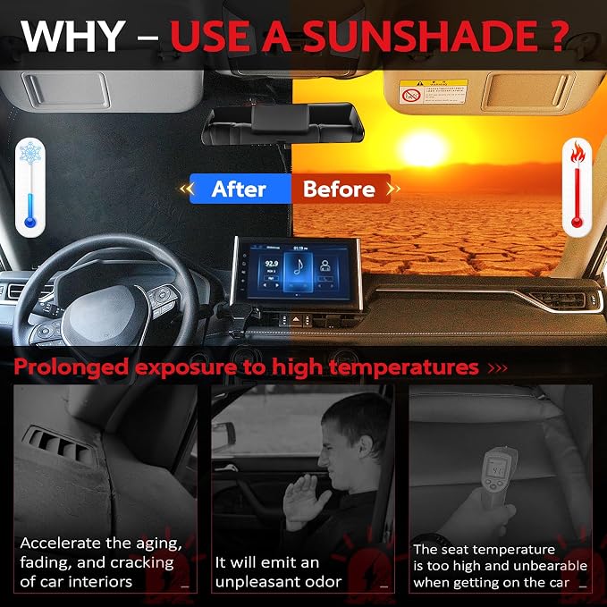 KAYZT Windshield Sun Shade for 2019-2025 2026 Hyun-dai Santa Fe Foldable - Image 3