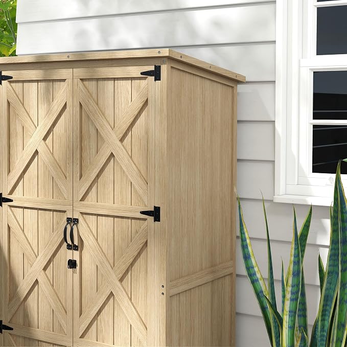Wooden Garden Shed, Outdoor Storage Cabinet - Image 9