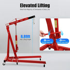2 Ton Engine Hoist, Folding Hydraulic Engine Crane Red, Heavy Duty Cherry - Image 7
