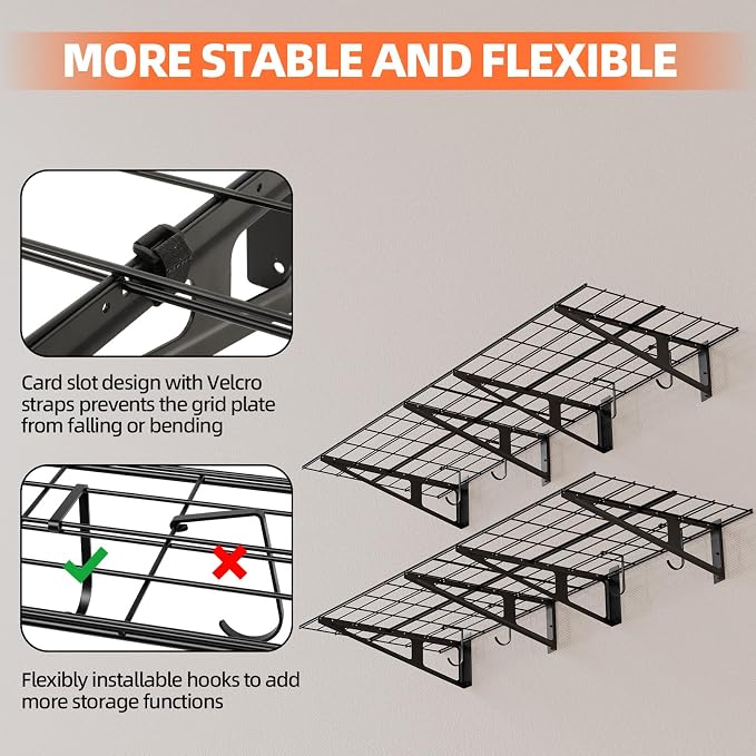 2-Pack 2x6ft Garage Wall Shelf, 72 inch Floating Shelf - Image 7