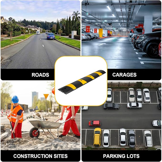 2 Channel Rubber Speed Bumps Humps, 6 Feet Long Traffic Driveway Ramp - Image 8