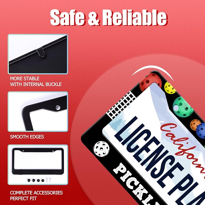 Personalized License Plate Frame Pickleball Stainless Steel Accessory Colored - Image 3
