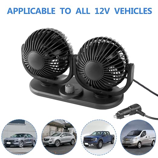 12V Car Fans Cooling Air Fan Powerful Dashboard Electric Dual Car Fan Cigarette - Image 7