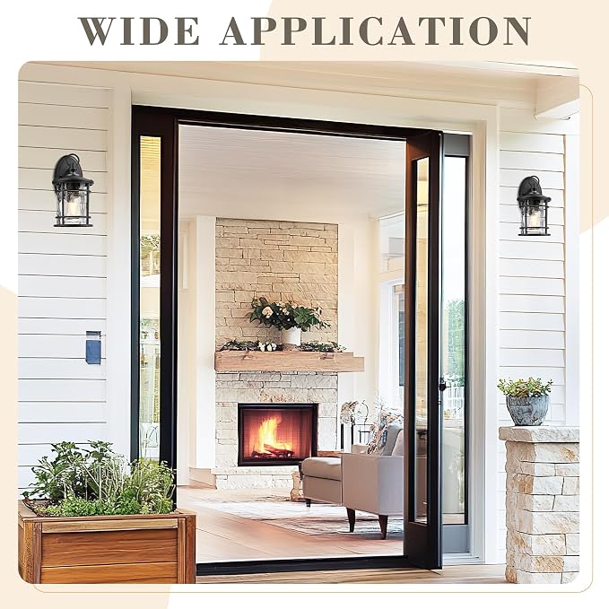 Emliviar 1-Light Outdoor Wall Mounted Lighting, Matte Black Outside Porch Light - Image 5