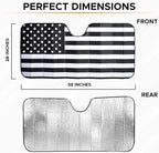 EcoNour Accordion Car Windshield Sun Shade American Flag Design | Reflective - Image 3