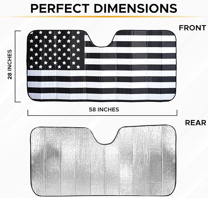 EcoNour Accordion Car Windshield Sun Shade American Flag Design | Reflective - Image 3