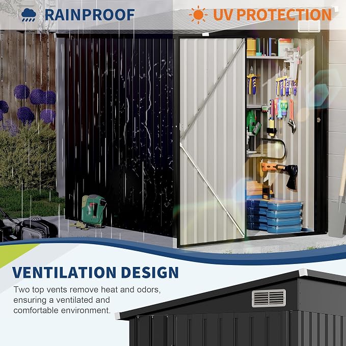 4' x 8' Outdoor Lean to Storage Sheds Outdoor, Heavy-Duty Lean to Garden - Image 4
