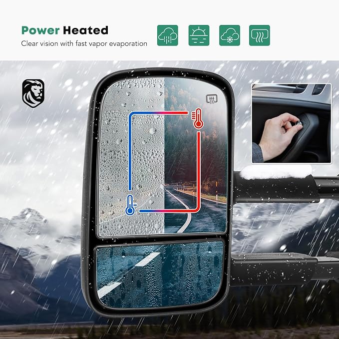 YHTAUTO Power Adjusted Heated Towing Mirrors Fit Toyota Tundra 07-21, Sequoia - Image 4
