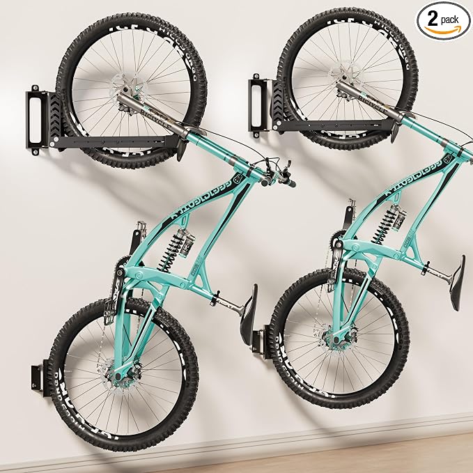 2-Pack Swivel Bike Rack Wall Mount, Bike Hangers by Byokay