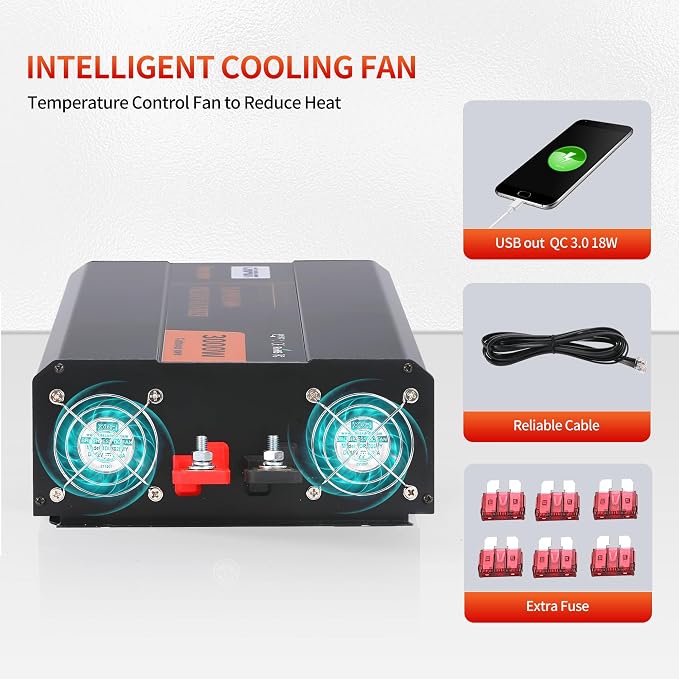 3000W Pure Sine Wave Inverter 12V DC to 120V AC Converter - Image 4