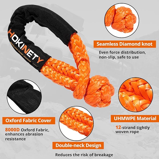 Kinetic Recovery Tow Rope: 1-1/8" x 30ft 48000LBS Snatch Strap - Image 4