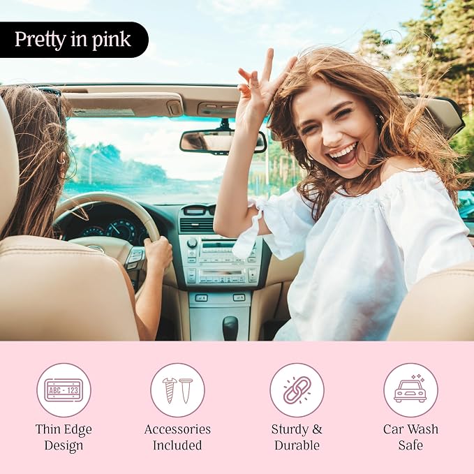 Premium Princess Pink License Plate Frame – 1 Pack, Rust-Free Stainless Steel - Image 4