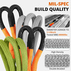 Kinetic Recovery Tow Rope: 1-1/8" x 30ft 48000LBS Snatch Strap - Image 2