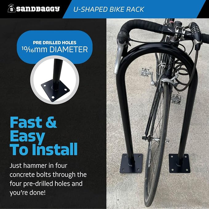 Sandbaggy In Ground Bike Rack | U Shaped, Commercial, 1 Loop, Galvanized Steel - Image 8