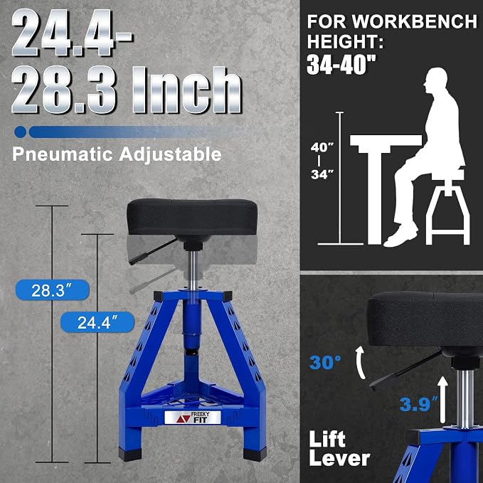 Adjustable Shop Stool, Garage Mechanic Stool Chair, Work Seat - Image 2