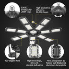 LED Garage Light, Super Bright Screw in E26/E27 Ceiling Shop Work Lamp - Image 7