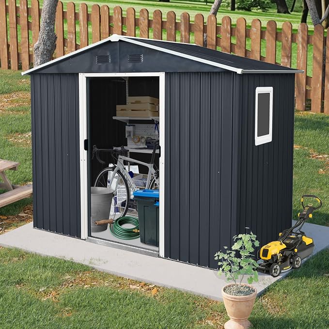 4x8 FT Outdoor Storage Shed, Metal Garden Shed by BNSPLY
