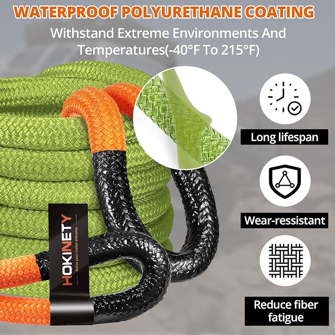 Kinetic Recovery Tow Rope: 1-1/8" x 30ft 48000LBS Snatch Strap - Image 5