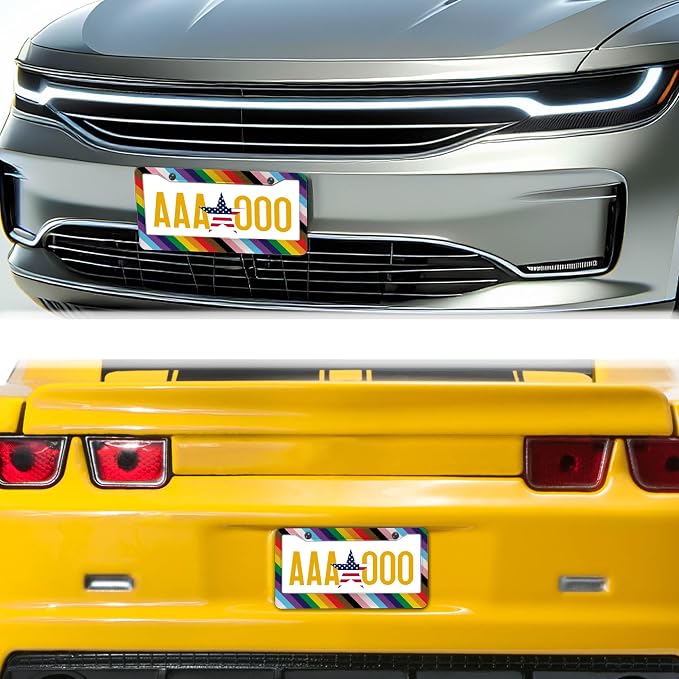 License Plate Frames Rainbow Front License Plate Bracket Rainbow Pride Flag - Image 8