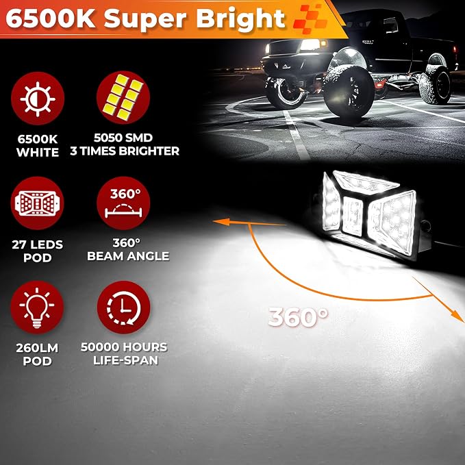 40 Pods Pure White LED Rock Lights Kit - Image 2
