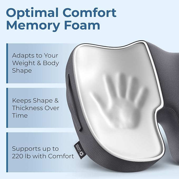 5 STARS UNITED Seat Cushion for Tailbone Pain Relief – Memory Foam Lifting - Image 4