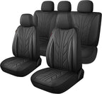 CAROMOP Luxury Faux Leather&Fabric Car Seat Covers Full Set by CAROMOP