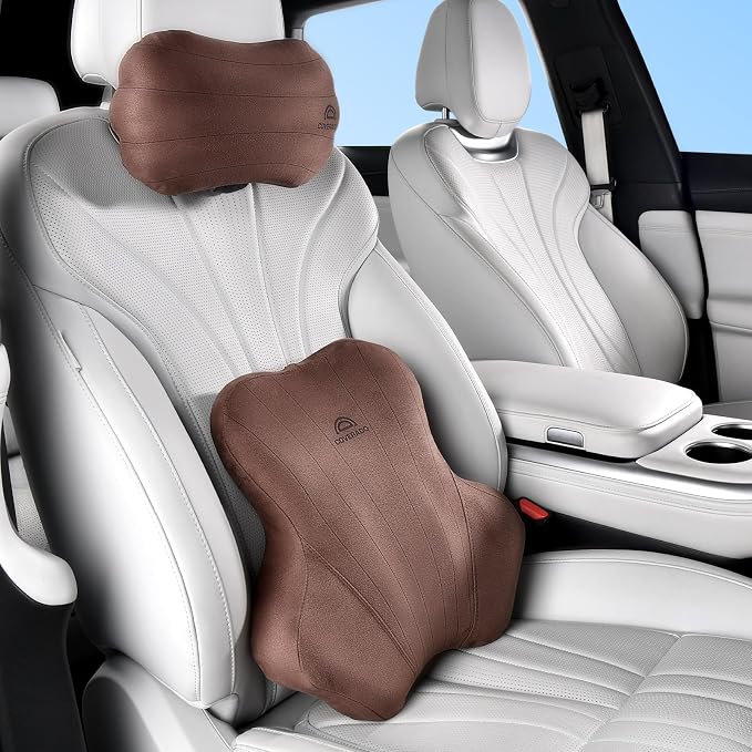 Coverado Car Lumbar Support Pillow and Car Neck Pillow Kit, Ergonomic Design by COVERADOAUTO