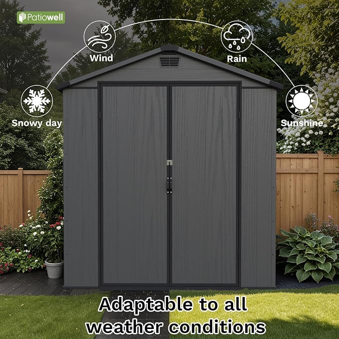 Patiowell 6x10 FT Outdoor Plastic Storage Shed - Image 7