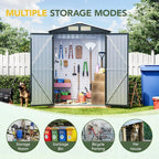 Breezz 5x3FT Vertical Outdoor Steel Storage Shed, Lockable Doors, Compact Metal - Image 3