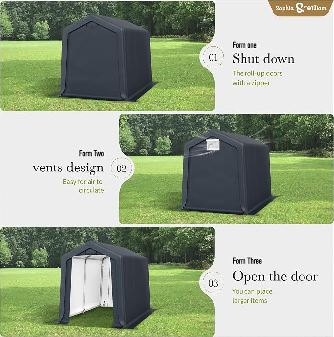 Sophia & William Outdoor Storage Shed Carport 6x10 ft Heavy Duty, Portable - Image 4