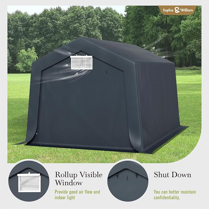 Sophia & William Carport Storage Shed 10x15 ft Portable, Heavy Duty Car Port - Image 8
