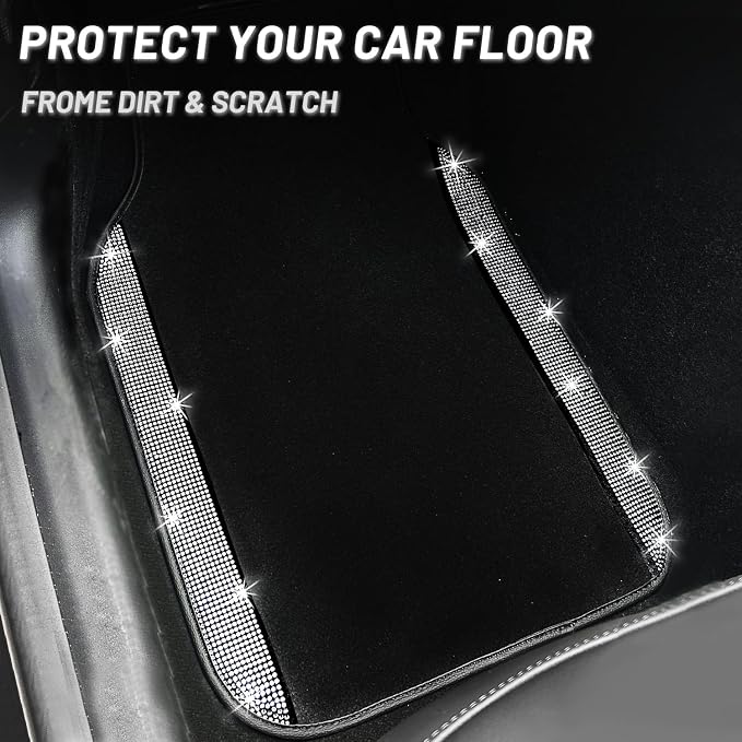NBTEPEM Bling Car Floor Mats Full Set, Universal Fit Most Cars - Image 8