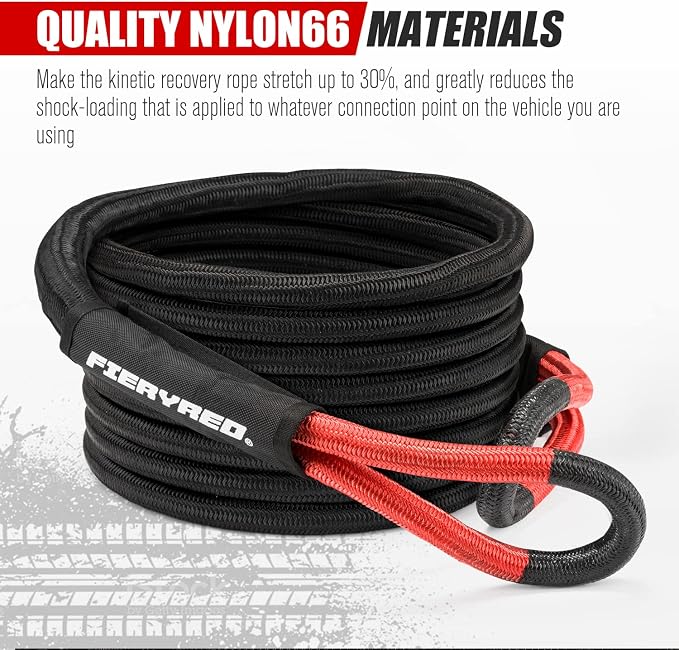 FieryRed Kinetic Energy Recovery Rope 30FT 7/8 Inch- Power Stretch Snatch Strap - Image 5