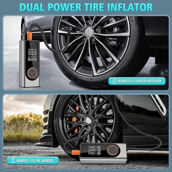 LiveGo Tire Inflator Portable Air Compressor, 150 PSI Cordless Air Pump - Image 4
