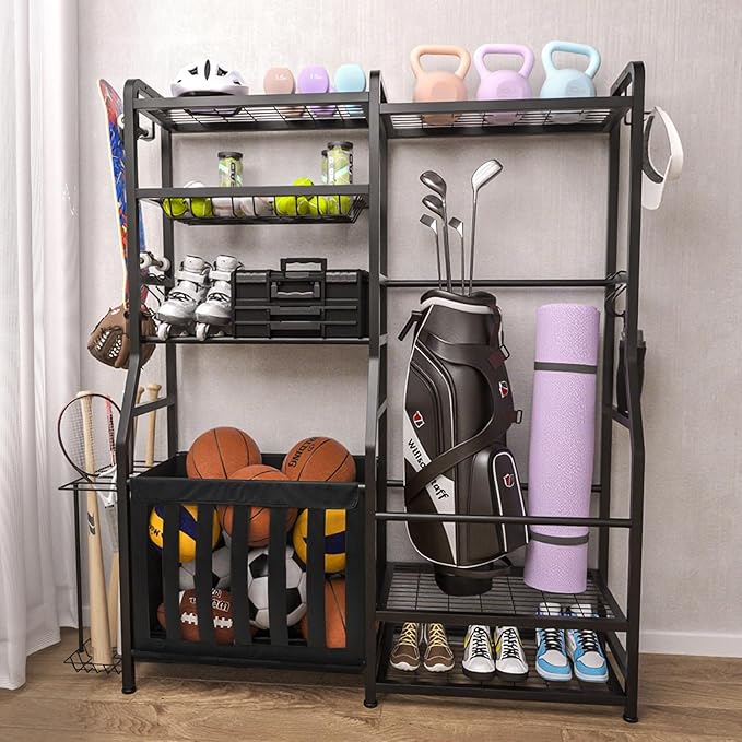 Garage Sports Equipment Organizer, Golf Bag Storage Rack, Heavy Duty Ball Holder - Image 6