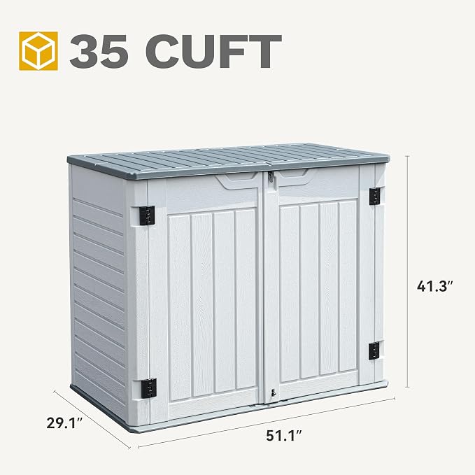 DWVO Outdoor Weather-Resistant Horizontal Storage Shed, 35 Cu Ft Capacity - Image 6