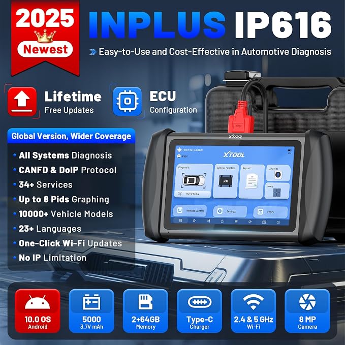 XTOOL InPlus IP616 V2.0 OBD2 Scanner Diagnostic Tool, Lifetime Update Scan Tool - Image 2