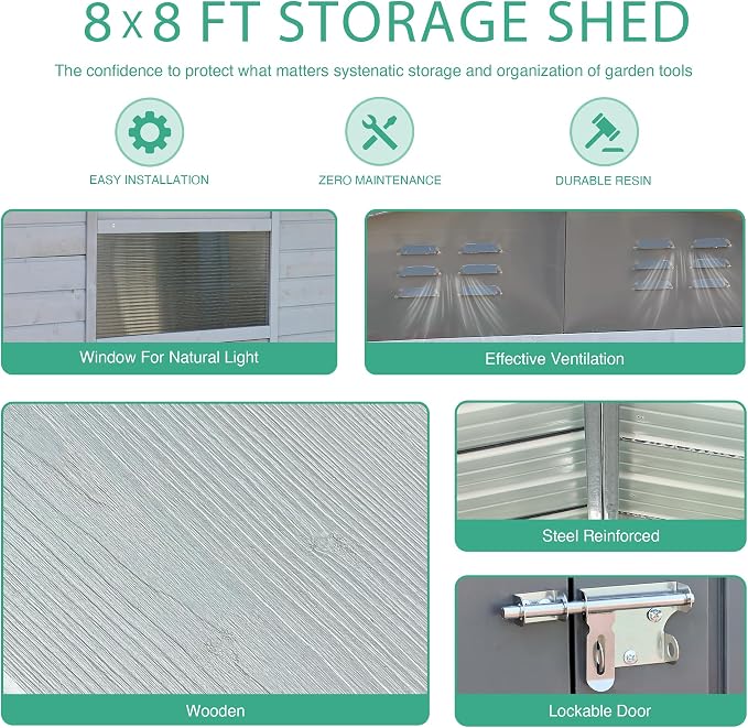 8x8 FT Outdoor Storage Shed - Image 3
