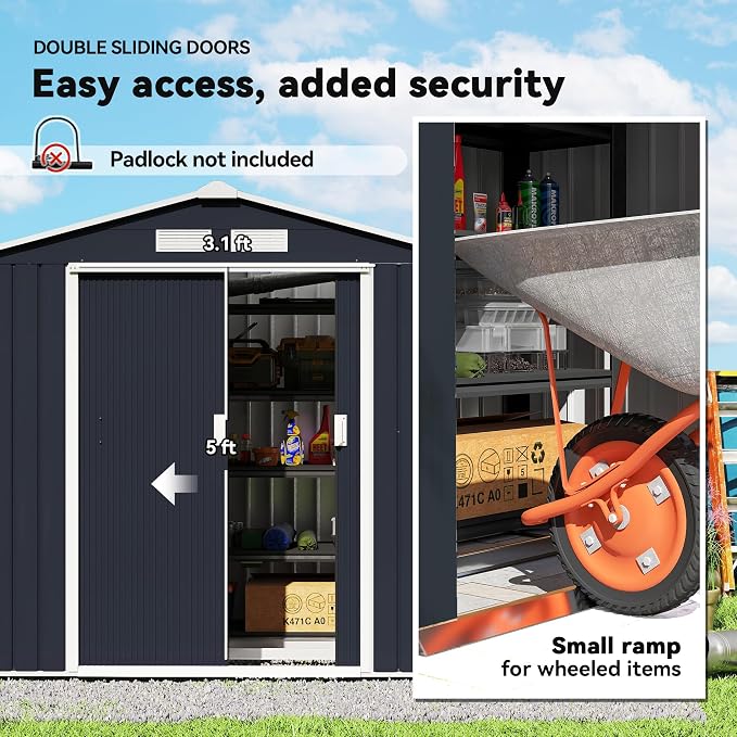 Outsunny 7' x 4' Outdoor Storage Shed, Garden Tool Metal Shed - Image 4