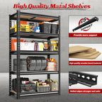 REIBII Set of 2 Storage Shelves 5 Tier Garage Shelving Heavy Duty Metal - Image 7