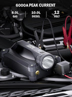 LATIT 6000A Jump Starter with Air Compressor 150PSI 65W Charger, 12V Battery - Image 3