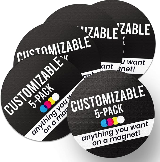 Magnet Me Up Customizable 30 Mil Round Magnet- 5”, 5 PK Weatherproof Car Magnet by MagnetMeUp