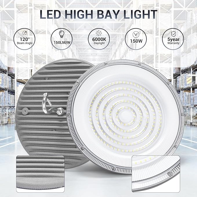 10 Pack 150W UFO Led High Bay Light 6000K Daylight, Commercial Bay Lighting - Image 3
