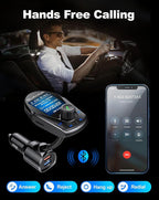 Bluetooth FM Transmitter in-Car Wireless Radio Adapter Kit W 1.8" Color Display - Image 6