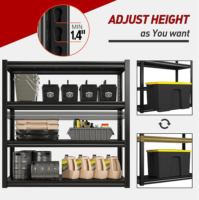 Raybee 40" W Garage Shelving 2000 LBS Storage Shelves 4 Tier Heavy Duty - Image 6