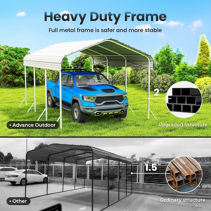 Heavy Duty Metal Carport – Sturdy Structure, All-Weather Protection, Easy - Image 3