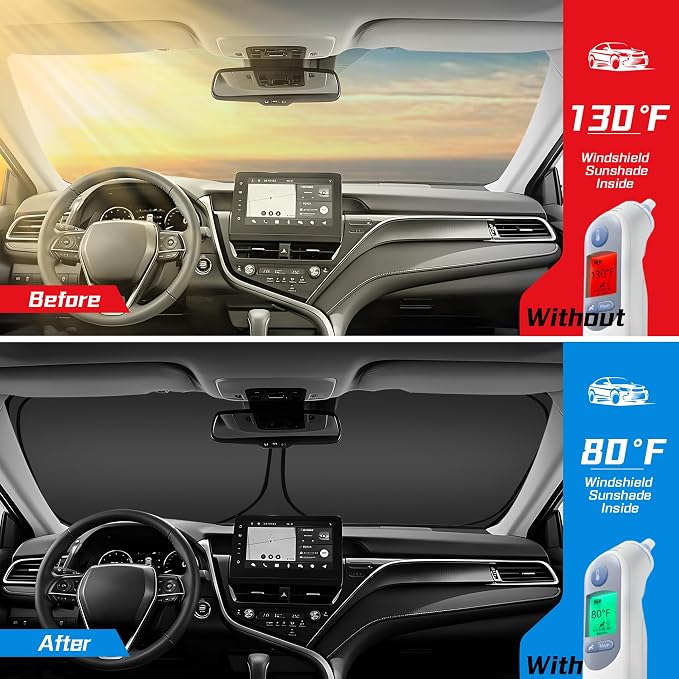 ARISMOTOR Windshield Sun Shade for Toyota Crown 2023-2025, Custom Fit Foldable - Image 2