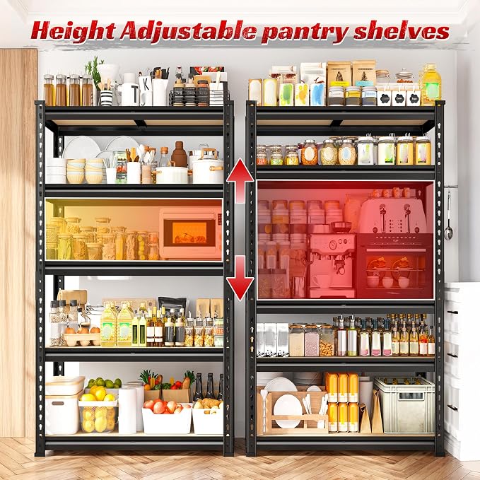 REIBII Set of 2 Storage Shelves 5 Tier Garage Shelving Heavy Duty Metal - Image 6