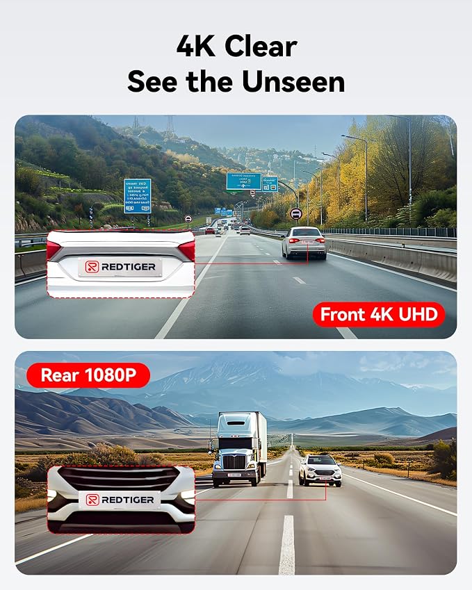 REDTIGER Dash Cam Front Rear, 4K/2.5K Full HD Dash Camera - Image 2